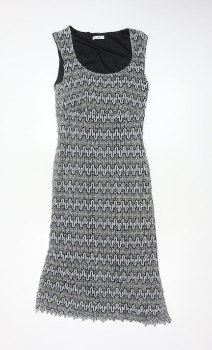 Planet Women Black Silver UK 10 Long Fit & Flare Metallic Knit Dress