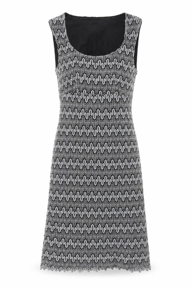 Planet Women Black Silver UK 10 Long Fit & Flare Metallic Knit Dress