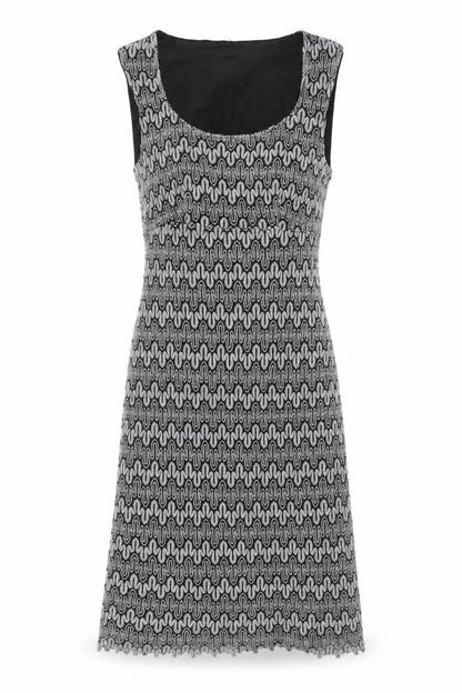 Planet Women Black Silver UK 10 Long Fit & Flare Metallic Knit Dress