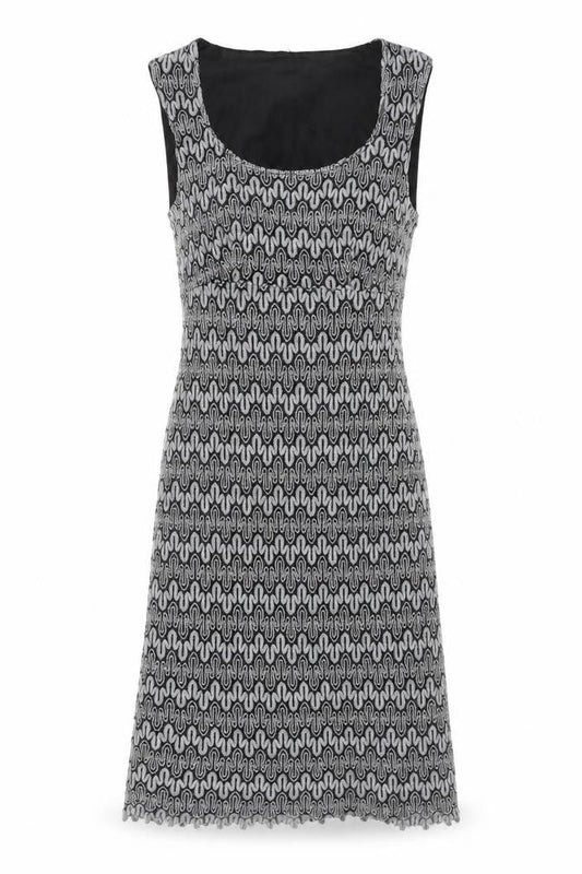 Planet Women Black Silver UK 10 Long Fit & Flare Metallic Knit Dress
