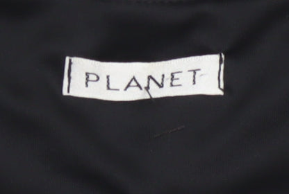 Planet Women Black Silver UK 10 Long Fit & Flare Metallic Knit Dress