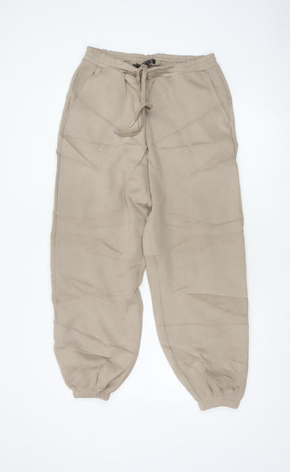 WANDERDOLL Women Beige S Jogger Trousers Drawstring Cuffed Pockets