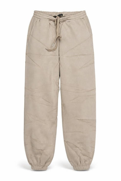 WANDERDOLL Women Beige S Jogger Trousers Drawstring Cuffed Pockets