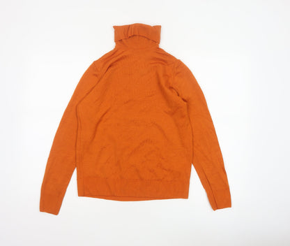 Marks and Spencer Women Orange UK 10 Pure Wool Roll Neck Jumper