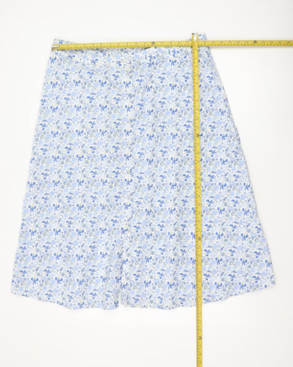 Marks & Spencer Women Blue Floral Midi A-Line Skirt UK 20