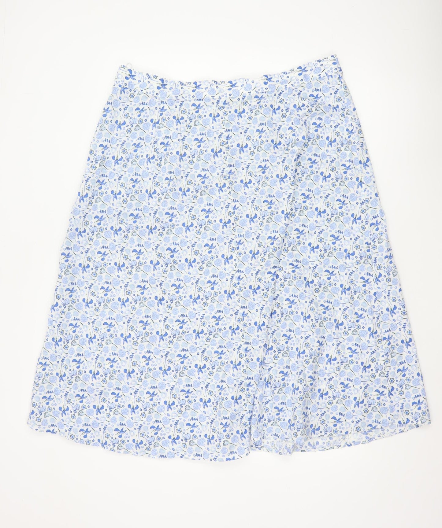Marks & Spencer Women Blue Floral Midi A-Line Skirt UK 20