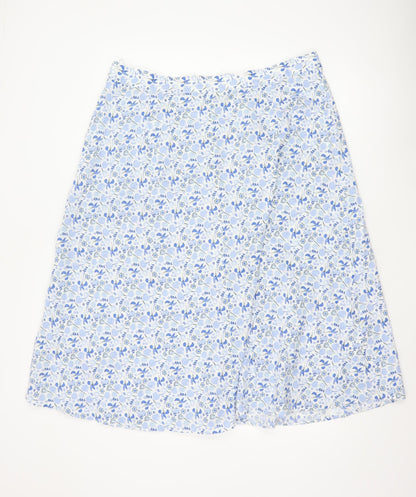 Marks & Spencer Women Blue Floral Midi A-Line Skirt UK 20