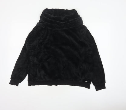 Marks and Spencer Women Black UK 10 Velour Cowl Neck Lounge Jumper
