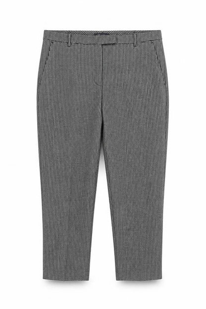 Marks & Spencer Women Black Check Tapered Stretch Trousers UK 18 Short