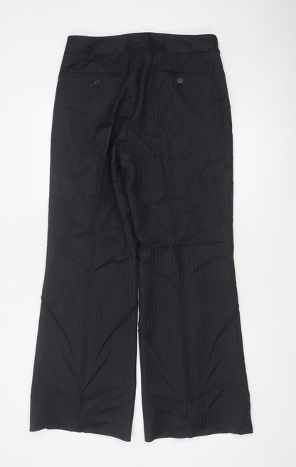 Austin Reed Women Black Pinstripe UK 12 Wool Tailored Trousers