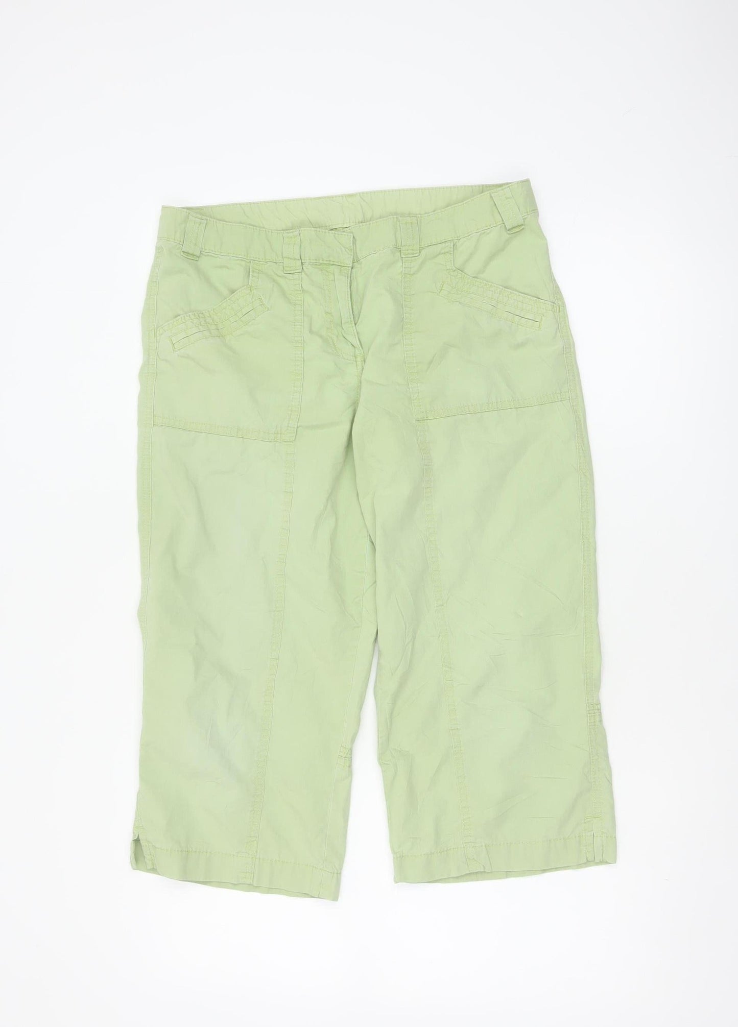 Marks & Spencer Women Green UK 12 Capri Cotton Cargo Trousers