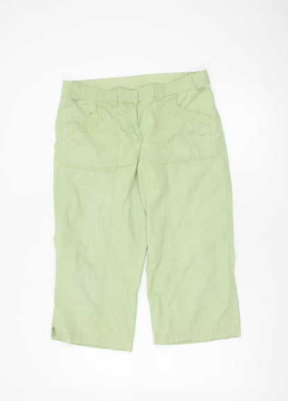 Marks & Spencer Women Green UK 12 Capri Cotton Cargo Trousers