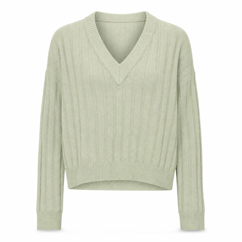 Brave Soul Women Green Size 8 V-Neck Cable Knit Pullover Jumper