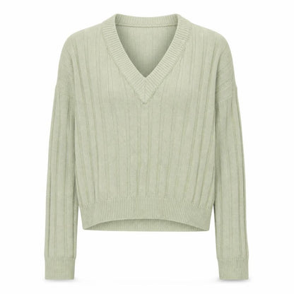 Brave Soul Women Green Size 8 V-Neck Cable Knit Pullover Jumper