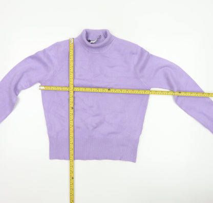 French Connection Women Purple L Roll Neck Knit Pullover Jumper