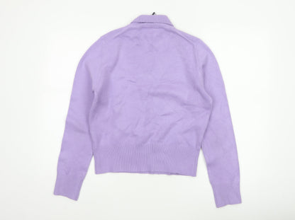 French Connection Women Purple L Roll Neck Knit Pullover Jumper