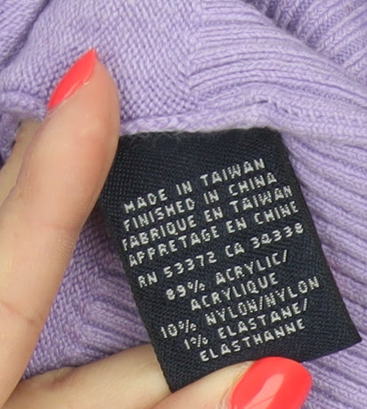 French Connection Women Purple L Roll Neck Knit Pullover Jumper