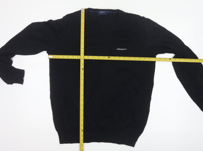 Hackett Golf Men's Black M Cotton V-Neck Logo Pullover Jumper