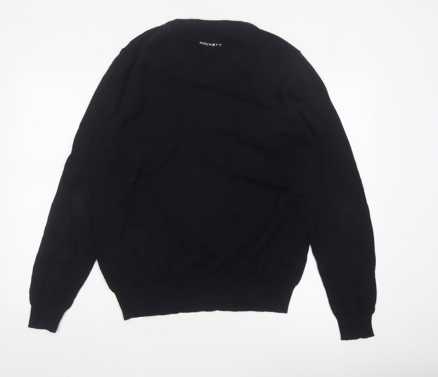 Hackett Golf Men's Black M Cotton V-Neck Logo Pullover Jumper