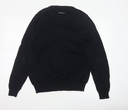 Hackett Golf Men's Black M Cotton V-Neck Logo Pullover Jumper