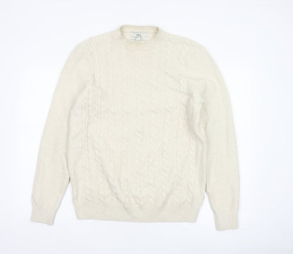 Marks and Spencer Men's Ivory M Cable-Knit Cotton Blend Jumper