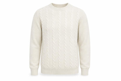 Marks and Spencer Men's Ivory M Cable-Knit Cotton Blend Jumper
