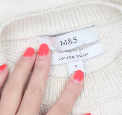 Marks and Spencer Men's Ivory M Cable-Knit Cotton Blend Jumper
