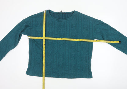 Bonmarché Women’s Teal Blue Size 14 Cable Knit Round Neck Jumper