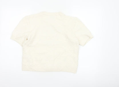 Marks and Spencer Women Ivory S Cable Knit Short Sleeve Cardigan