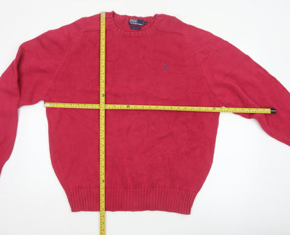 Polo Ralph Lauren Men's Pink XS Crew Neck Cotton Logo Jumper