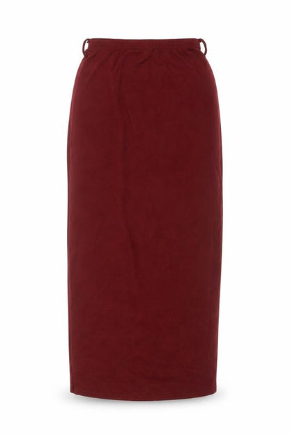 PrettyLittleThing Women Red UK 8 Long Pencil Skirt Drawstring Slit