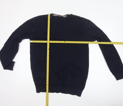 Cavani Men’s Blue XL Cotton Crew Neck Knit Pullover Jumper
