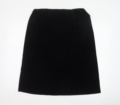 Berkertex Women Black Size 16 Velvet A-Line Knee Length Skirt