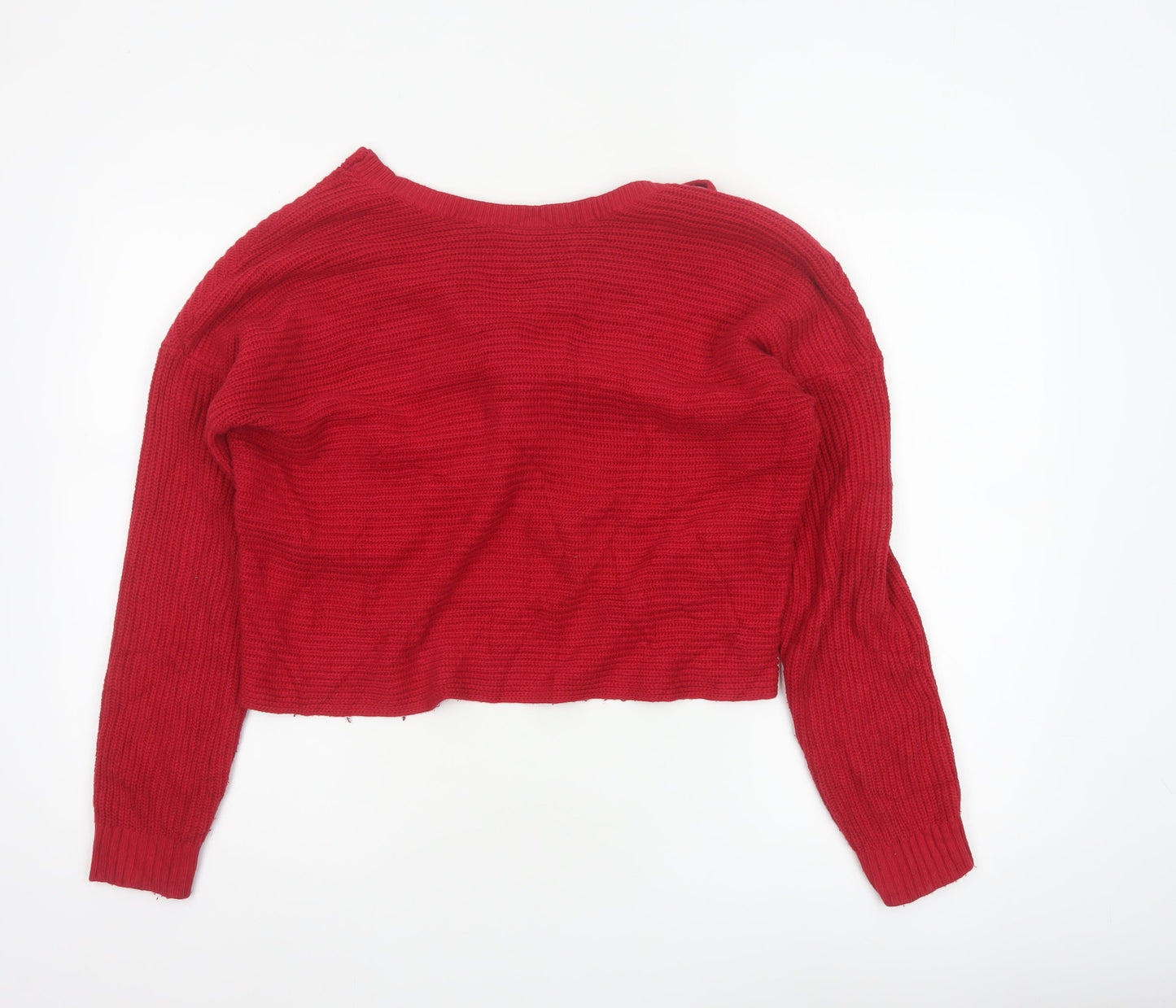 Hollister Women Red M Wrap Cardigan Long Sleeve Cotton Blend Knit