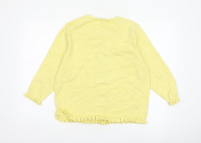 M&Co Women Yellow Size 20 Cotton Knit Ruffle Hem Cardigan