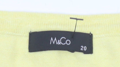 M&Co Women Yellow Size 20 Cotton Knit Ruffle Hem Cardigan
