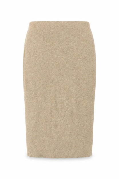 Zara Women Beige S Knit Midi Pencil Skirt Elastic Waist Stretch