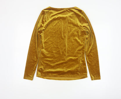 Boden Women Gold Velvet Boat Neck Puff Sleeve Blouse UK 12