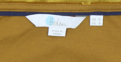 Boden Women Gold Velvet Boat Neck Puff Sleeve Blouse UK 12