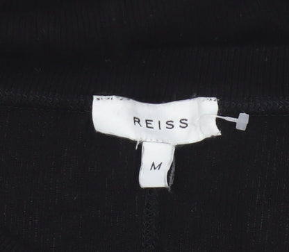 Reiss Women Black M Basic Ribbed Long Sleeve Crew Neck Top