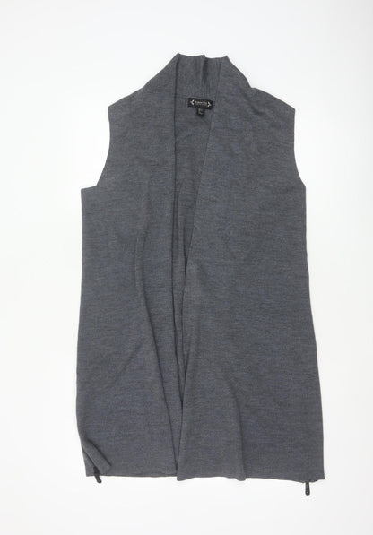 Nanette Lepore Women’s Grey L Sleeveless Open Knit Longline Cardigan