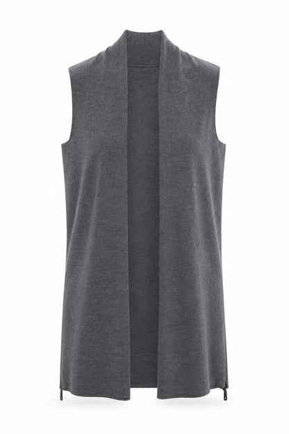 Nanette Lepore Women’s Grey L Sleeveless Open Knit Longline Cardigan