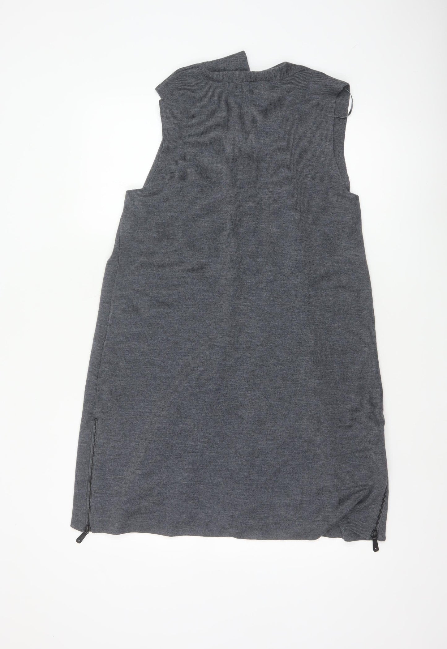 Nanette Lepore Women’s Grey L Sleeveless Open Knit Longline Cardigan