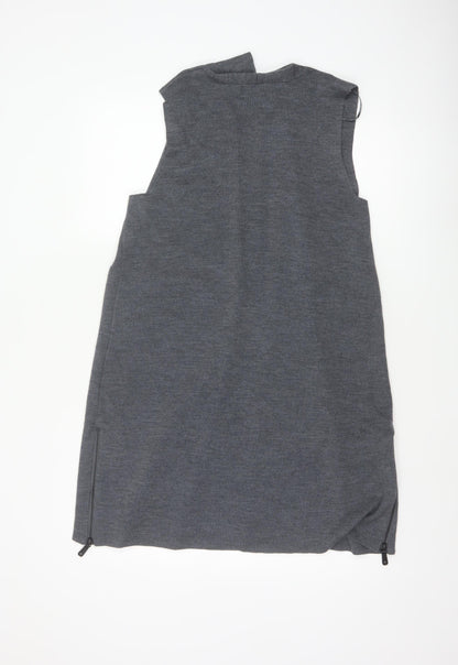 Nanette Lepore Women’s Grey L Sleeveless Open Knit Longline Cardigan