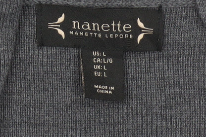 Nanette Lepore Women’s Grey L Sleeveless Open Knit Longline Cardigan