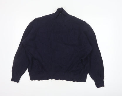 Noisy May Women Blue XS Roll Neck Cable Knit Jumper Long Sleeve
