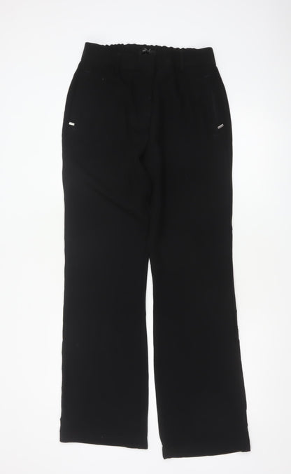 Next Women Black UK 12L Tall Straight Leg Stretch Dress Trousers