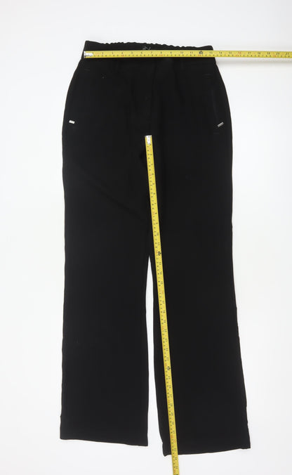 Next Women Black UK 12L Tall Straight Leg Stretch Dress Trousers