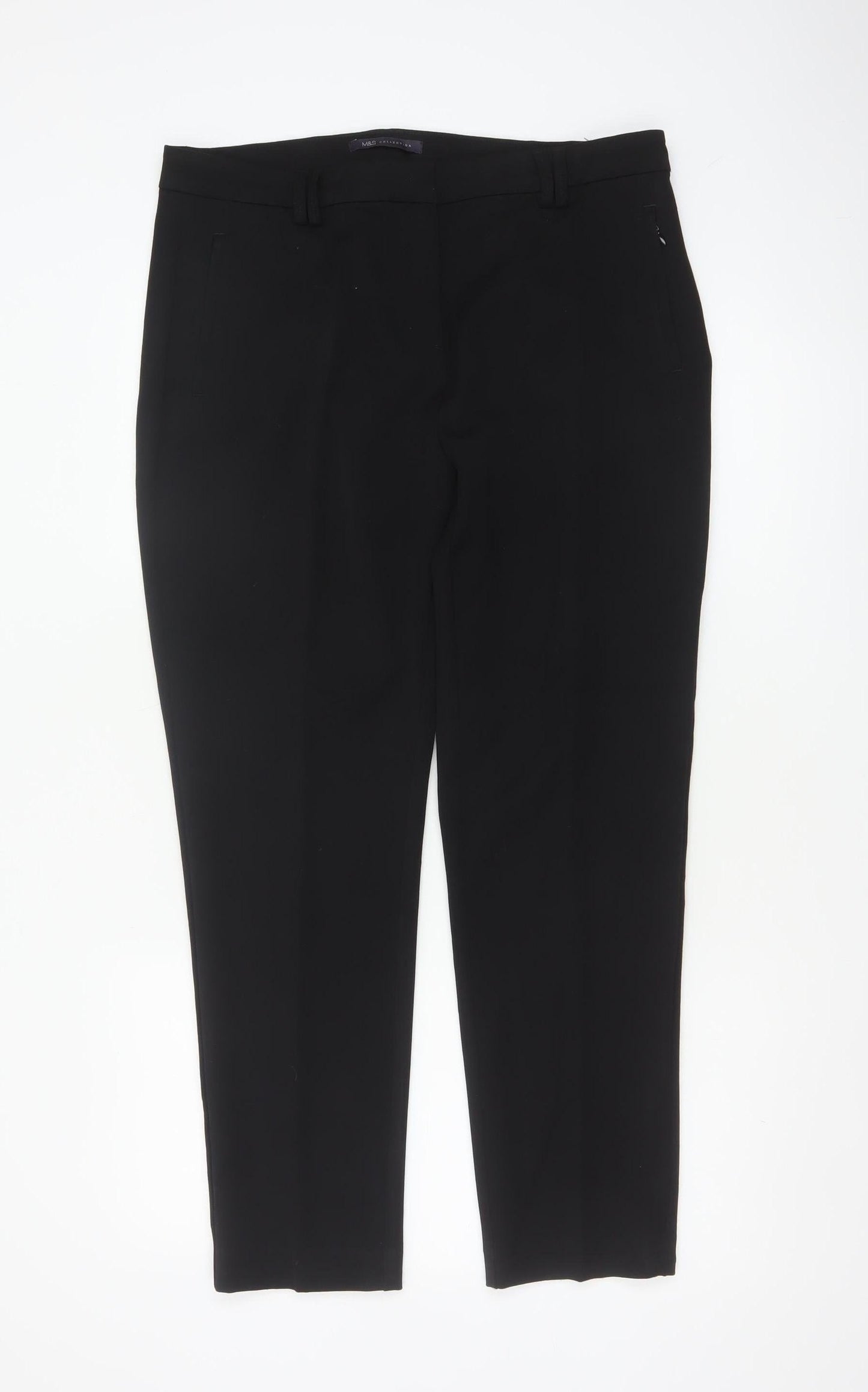 M&S Women’s Black Size 14 Regular Tailored Straight Work Trousers