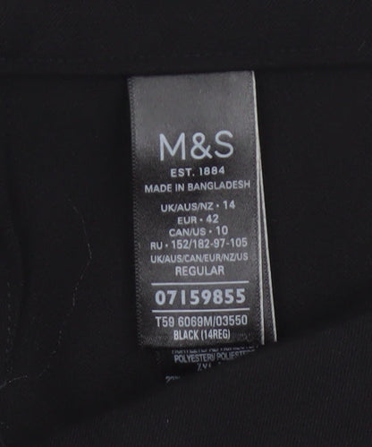 M&S Women’s Black Size 14 Regular Tailored Straight Work Trousers